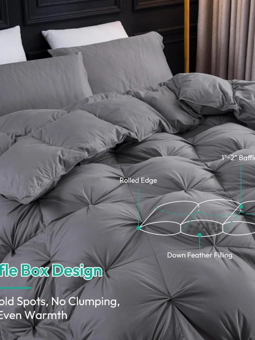 Three Geese Pinch Pleat Waterfowl Feathers and Down Comforter Palatial King Size